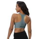 Women's Blue Grey Longline Sports Bra