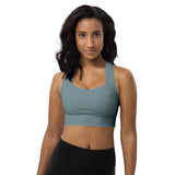 Women's Blue Grey Longline Sports Bra