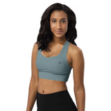 Women's Blue Grey Longline Sports Bra