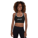 Women's Black X White Padded Sports Bra