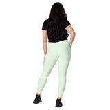 Women's Light Green Crossover Leggings with Pockets