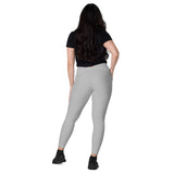 Women's Grey Crossover Leggings with Pockets