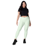 Women's Light Green Crossover Leggings with Pockets