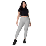 Women's Grey Crossover Leggings with Pockets