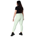 Women's Light Green Crossover Leggings with Pockets