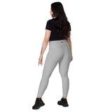 Women's Grey Crossover Leggings with Pockets