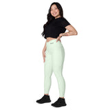 Women's Light Green Crossover Leggings with Pockets