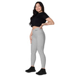 Women's Grey Crossover Leggings with Pockets