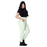 Women's Light Green Crossover Leggings with Pockets