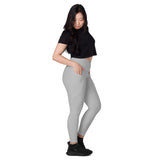 Women's Grey Crossover Leggings with Pockets