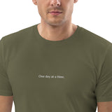 Men's Embroidered 'One day at a time' Organic Cotton T-shirt