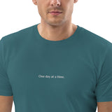 Men's Embroidered 'One day at a time' Organic Cotton T-shirt